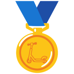 kick scooter and 1st place medal