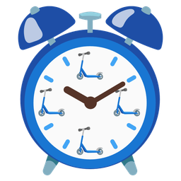 kick scooter and alarm clock