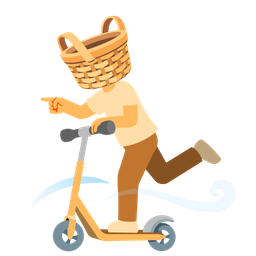 kick scooter and basket