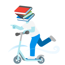 kick scooter and books