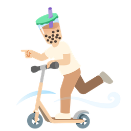 kick scooter and bubble tea