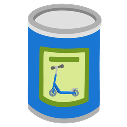 kick scooter and canned food