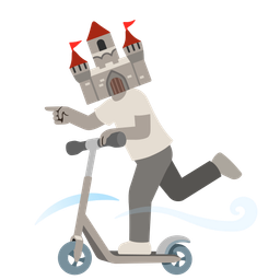 kick scooter and castle