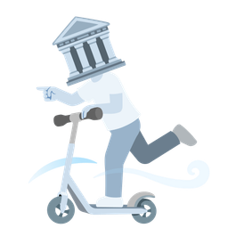 kick scooter and classical building