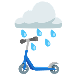 kick scooter and cloud with rain