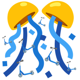 kick scooter and confetti ball