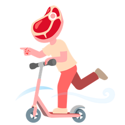 kick scooter and cut of meat