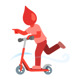 kick scooter and drop of blood