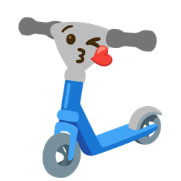 Kick scooter and Face blowing a kiss