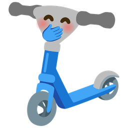 kick scooter and face with hand over mouth