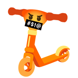 kick scooter and face with symbols on mouth