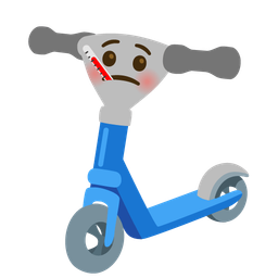 kick scooter and face with thermometer