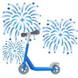 kick scooter and fireworks