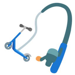 kick scooter and fishing pole