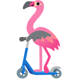 kick scooter and flamingo