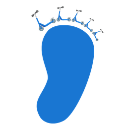 kick scooter and footprints