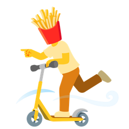 kick scooter and french fries