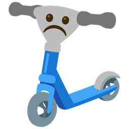 kick scooter and frowning face
