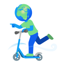 kick scooter and globe showing Europe-Africa