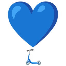 kick scooter and heart exclamation