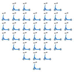 kick scooter and heart suit