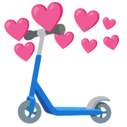 kick scooter and heart with arrow