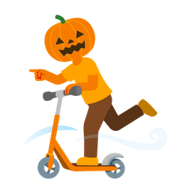 kick scooter and jack-o-lantern