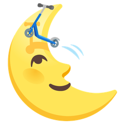 kick scooter and last quarter moon face