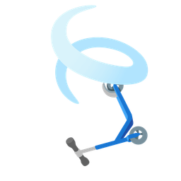 kick scooter and leaf fluttering in wind