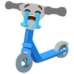 kick scooter and loudly crying face