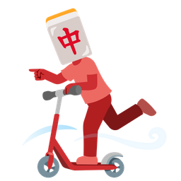 kick scooter and mahjong red dragon