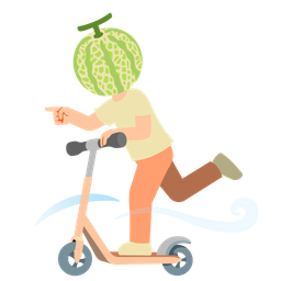 kick scooter and melon