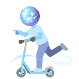kick scooter and mirror ball