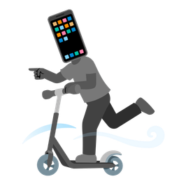 kick scooter and mobile phone