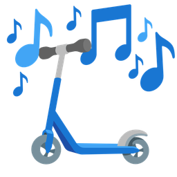 kick scooter and musical notes