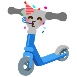 kick scooter and partying face