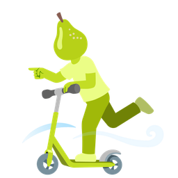 kick scooter and pear
