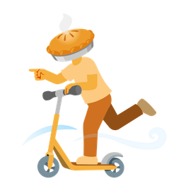 kick scooter and pie