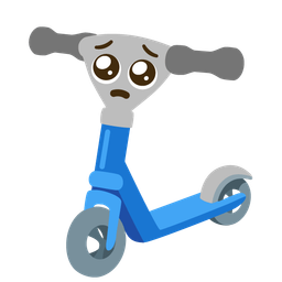 kick scooter and pleading face