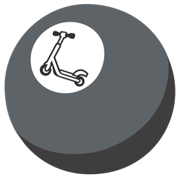 kick scooter and pool 8 ball