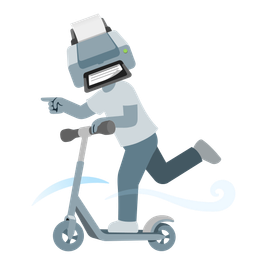 kick scooter and printer