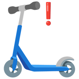 kick scooter and red exclamation mark