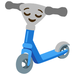 kick scooter and relieved face