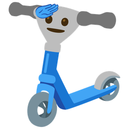kick scooter and saluting face