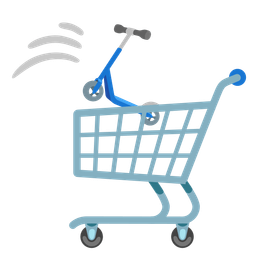 kick scooter and shopping cart