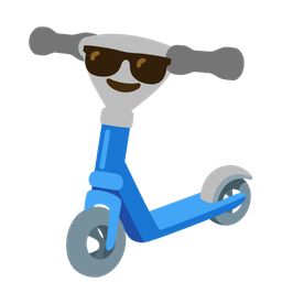 kick scooter and smiling face with sunglasses