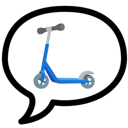 kick scooter and speech balloon