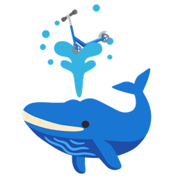 kick scooter and spouting whale