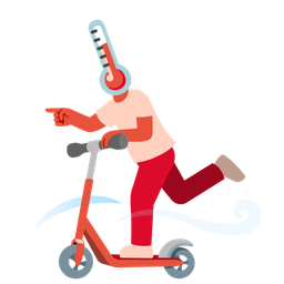 kick scooter and thermometer