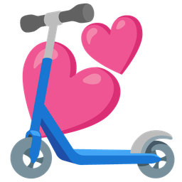 kick scooter and two hearts